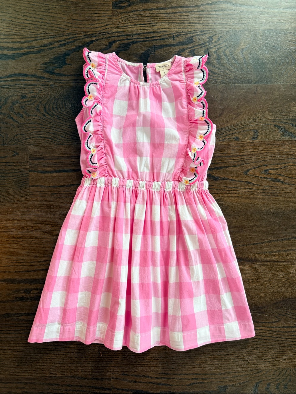 J.Crew Crewcuts Girls Pink and White Check Dress size 7